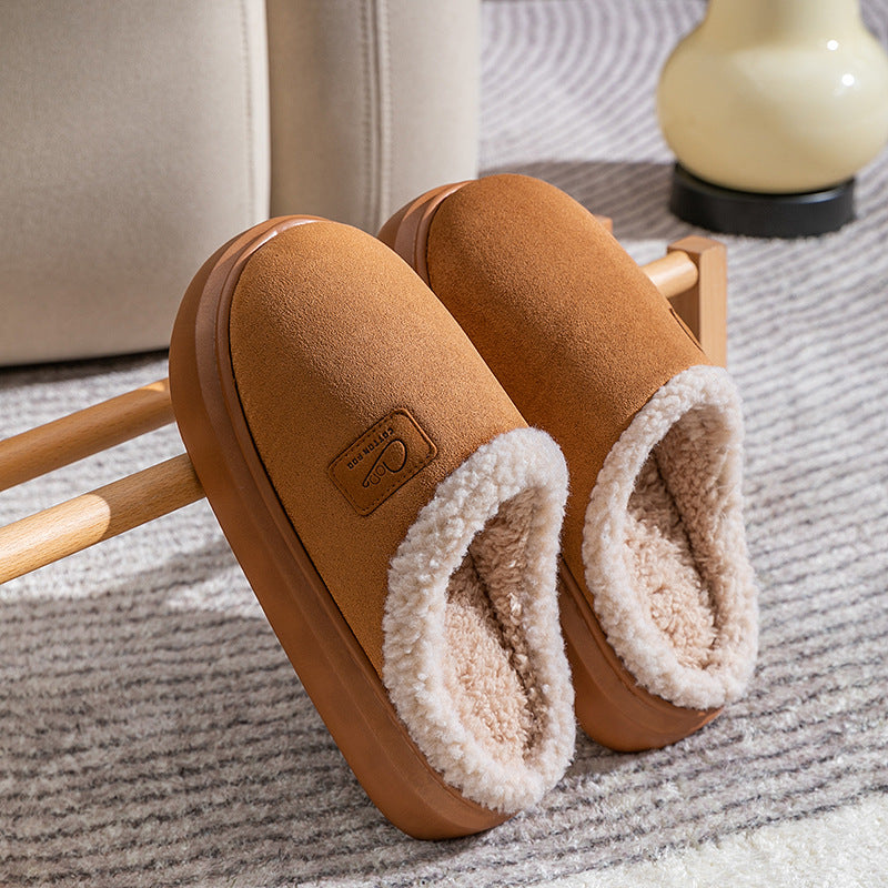 Velvet Thermal Non-slip Lambswool Cotton Slippers
