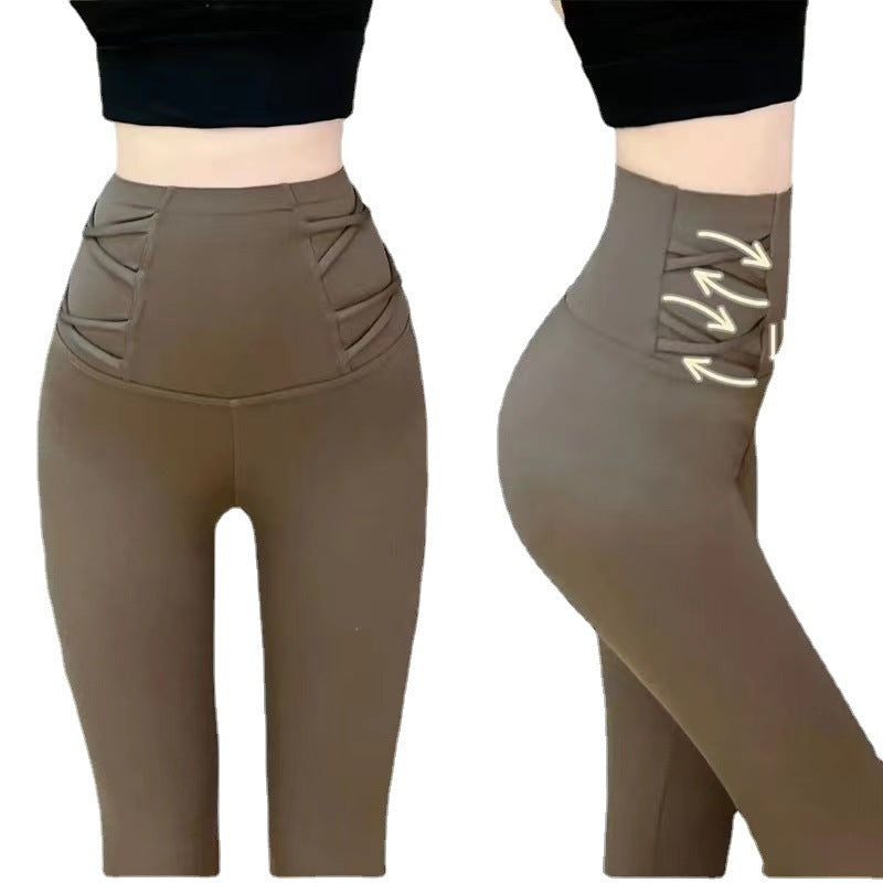 New Double Waist And Hip Lifting Shark Pants Fitness Yoga