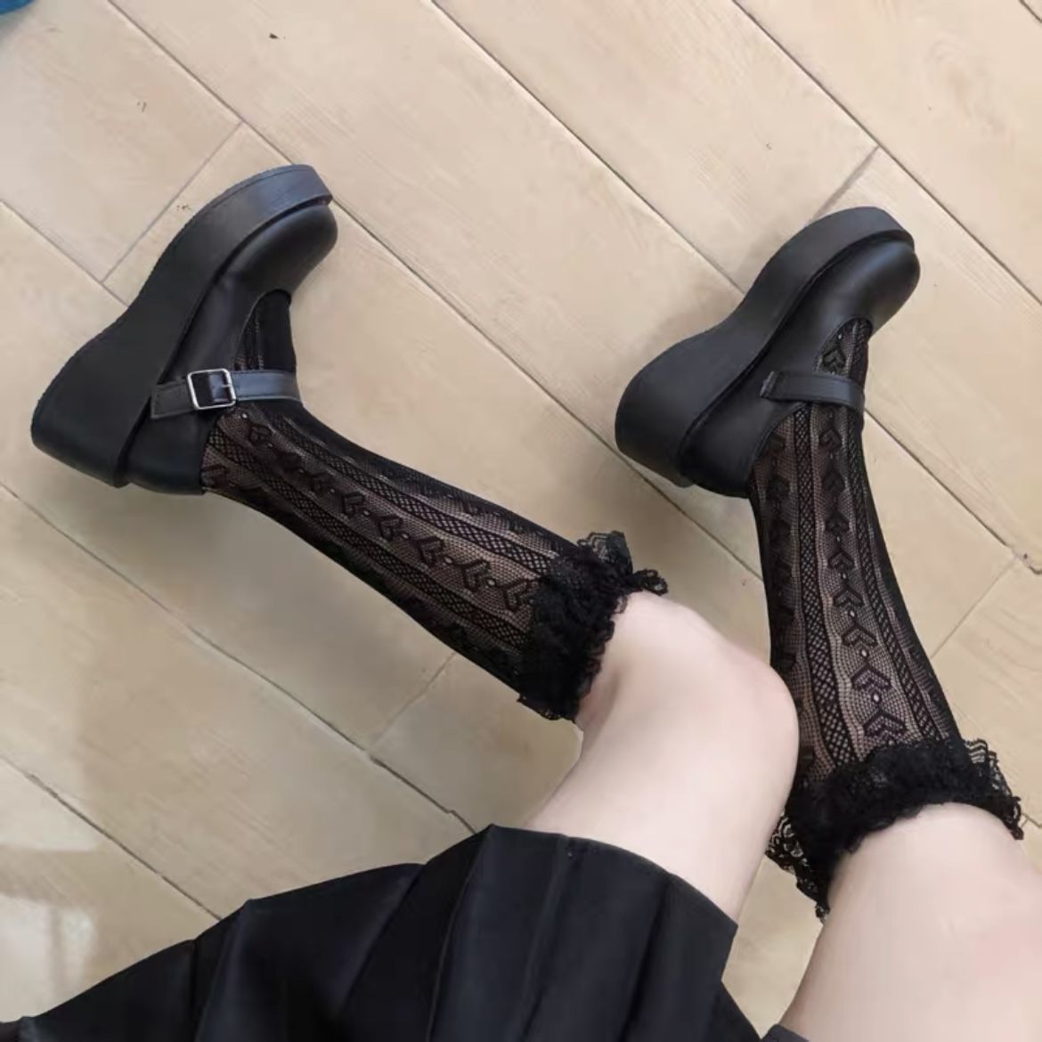 Japanese Jk Hollow Net Stockings Soft Sister Female Middle Tube