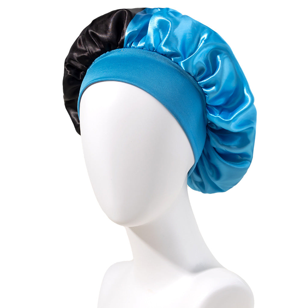 Stitching No Plus-sized Elastic Wide-brimmed Single-layer Color Hair Care Nightcap