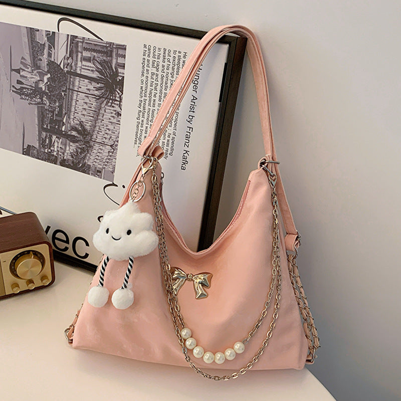 Niche Commuter Pearl Chain One Shoulder Bag Women's All-match Shoulder Tote Bag