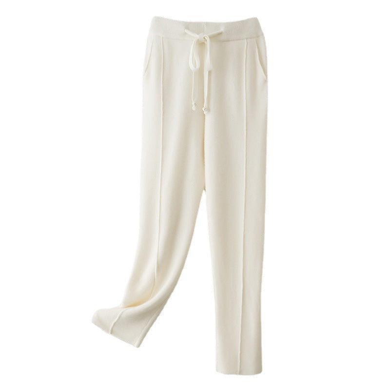 Autumn And Winter Pure Wool High Waist Thickened Curling Casual Straight-leg Harem Pants