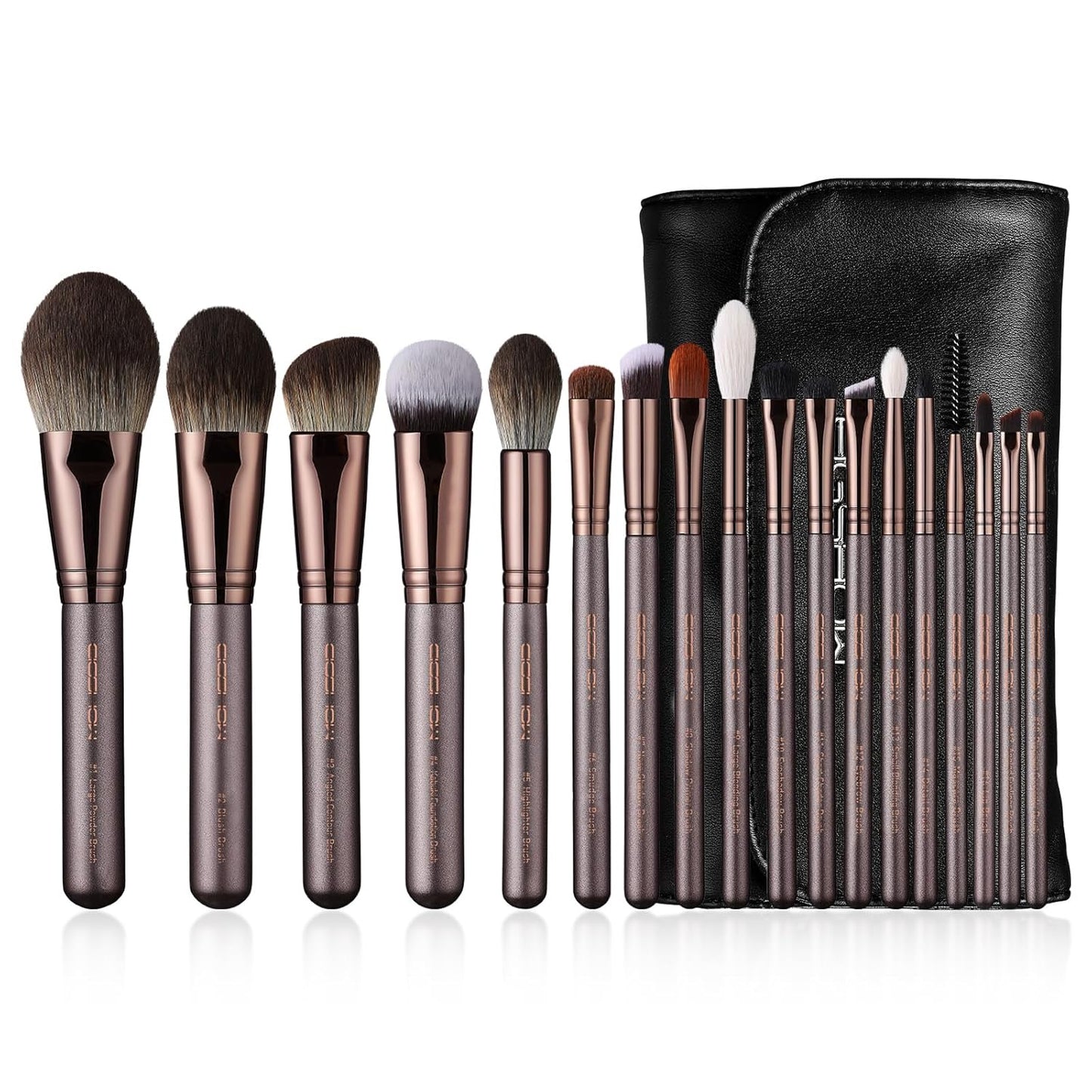 Makeup Brushes 18Pcs Professional Makeup Brush Travel Set with Eco Cylinder 2Cups Holder, Premium Synthetic Foundation Powder Concealer Blush Blending Eye Lip Brush Kit - Cruelty Free