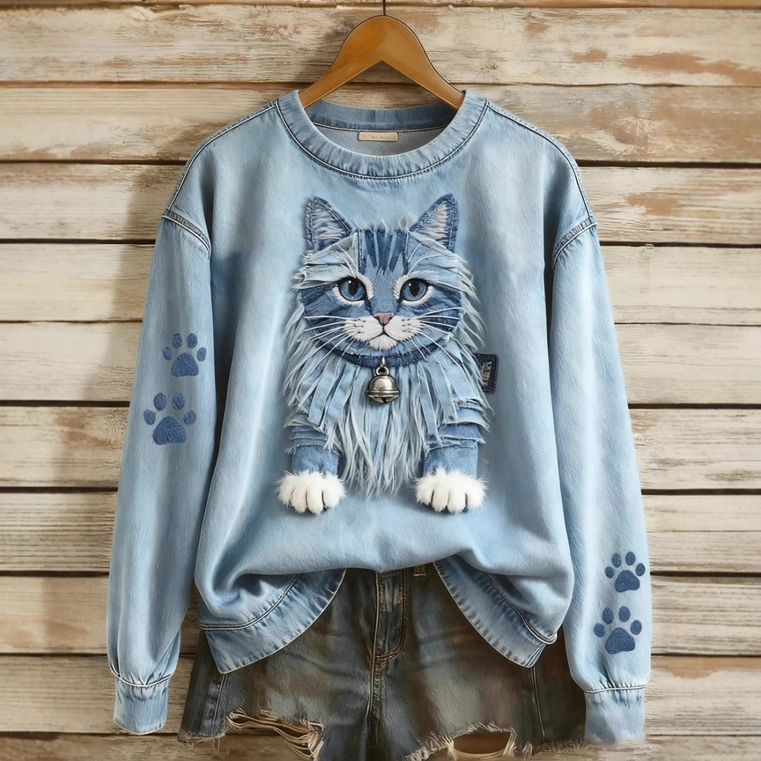 Womens Printed Saint-Like Sweater With A Crew Neck