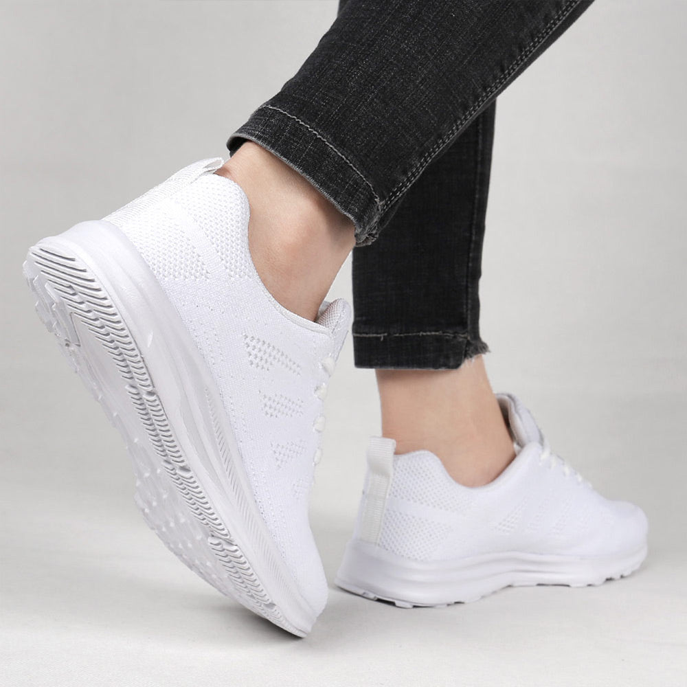 Sorte Hvide Sneakers Til Kvinder Med Snøre Løbesko Gåsko