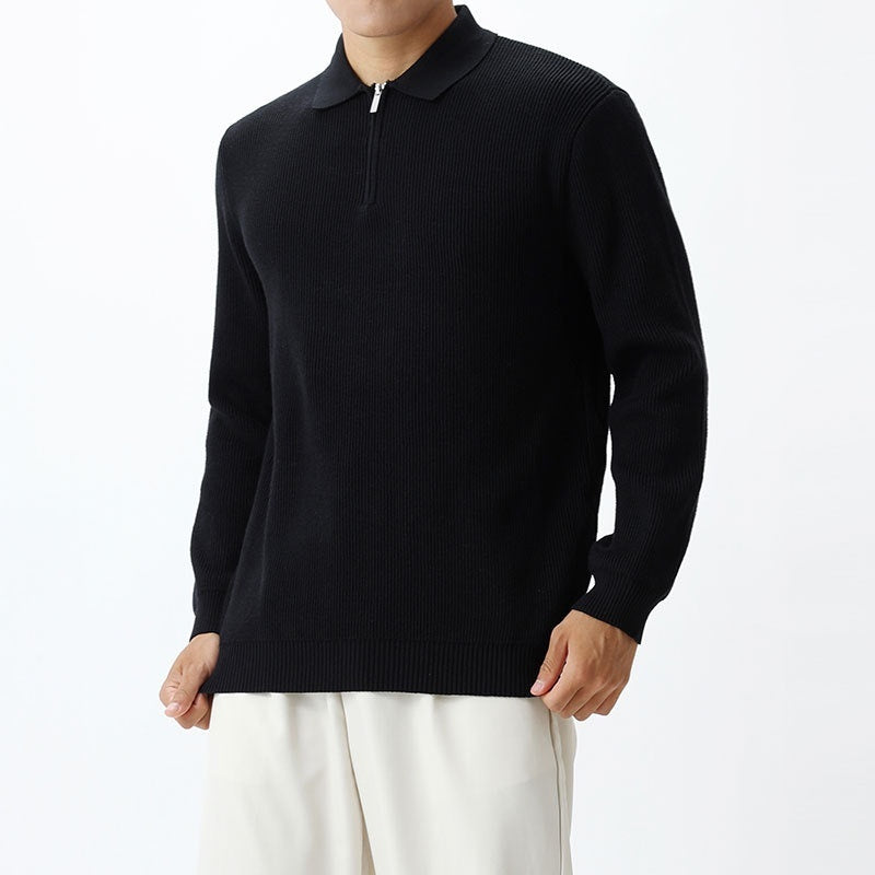 Light Luxury Men's Lapel Zipper Knitted