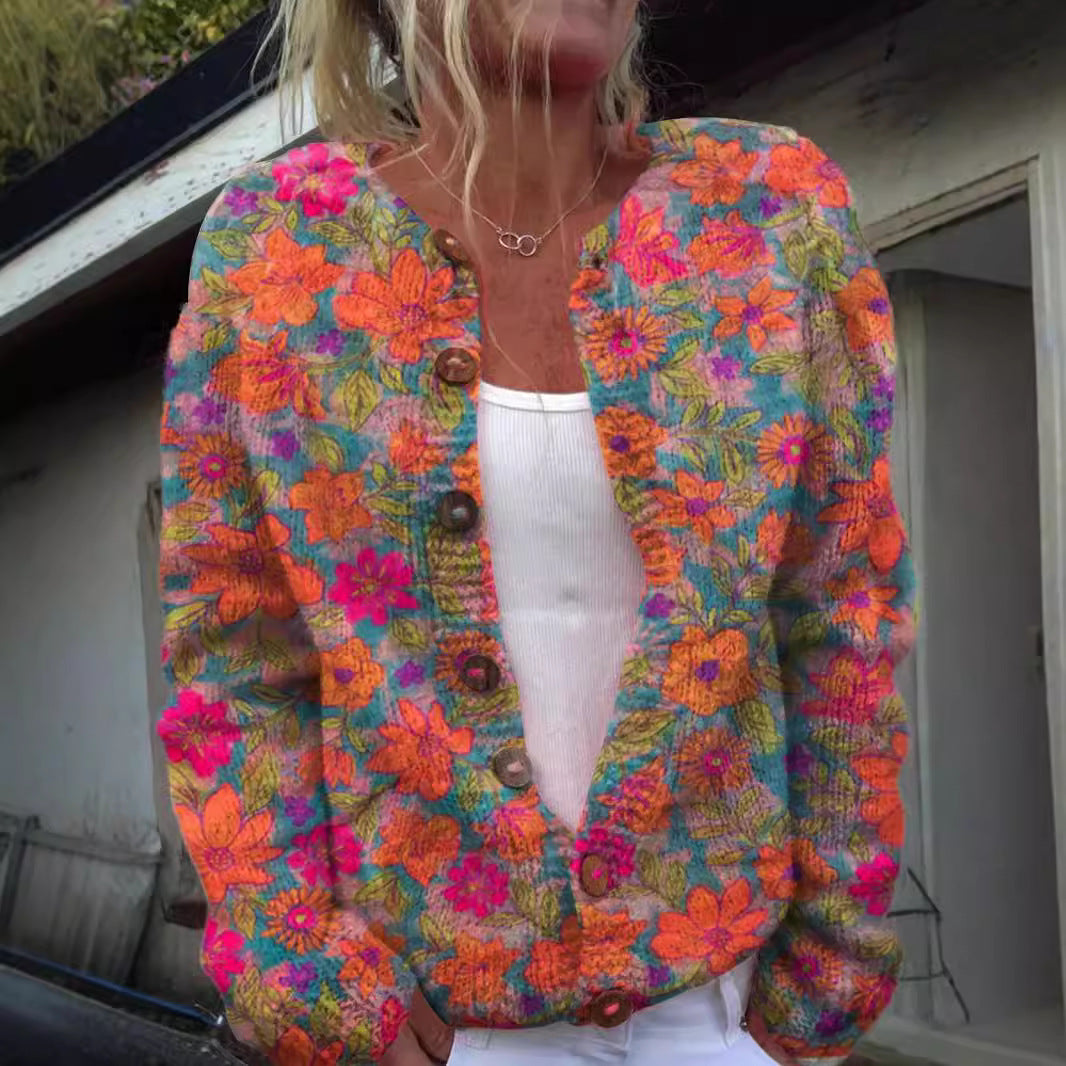 3D digitalt printet cardigan strikket frakke til kvinder