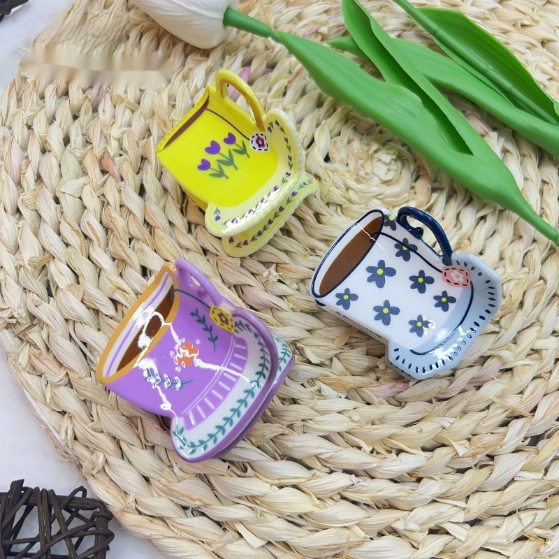 Sweet Coffee Cup Flower Barrettes