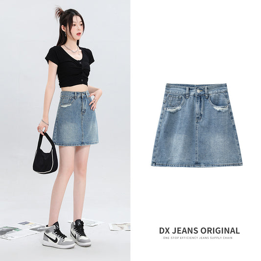 Design Worn High Waist Thin Slimming A- Line Skirt