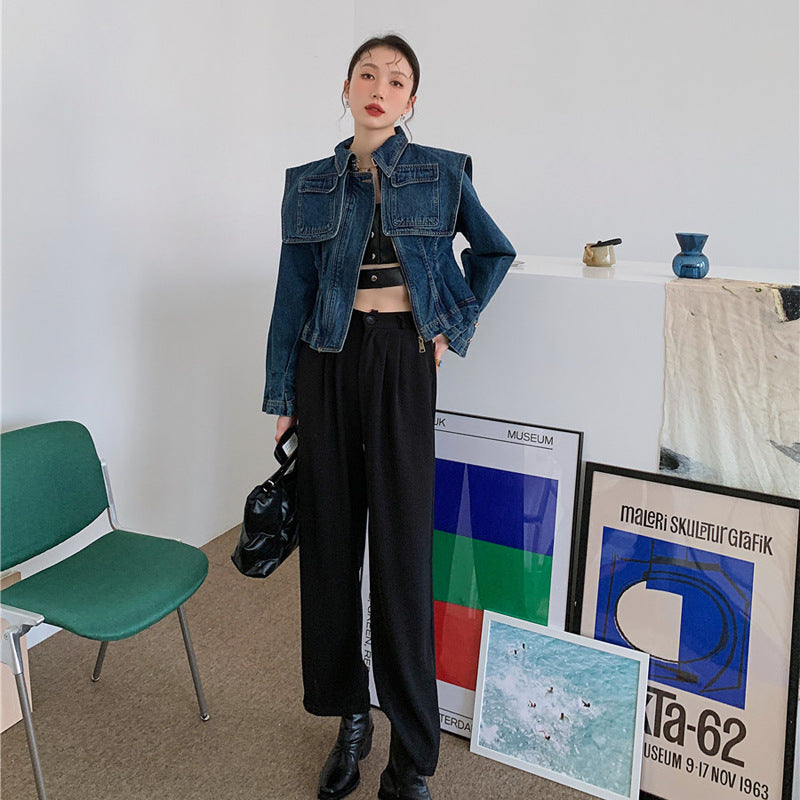 Large Pocket Pleated Shawl Jacket