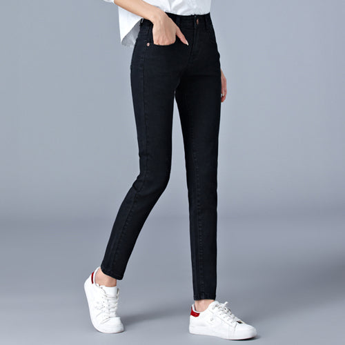 Women's High Waist Jeans Stretch Tight Feet