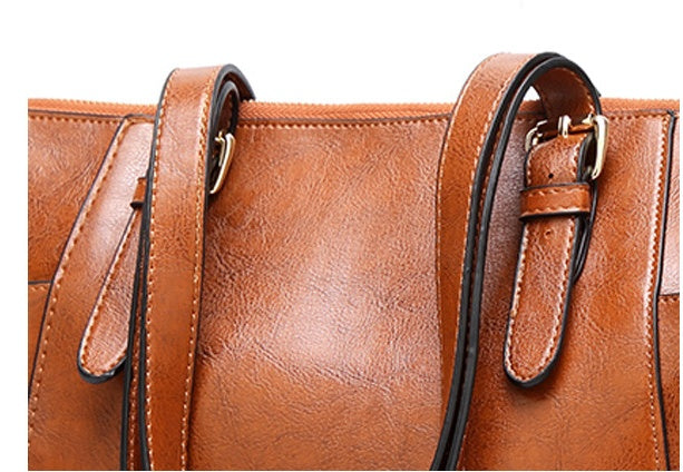 Oil Wax Leather Women Handbag Large Capacity Tote Bag