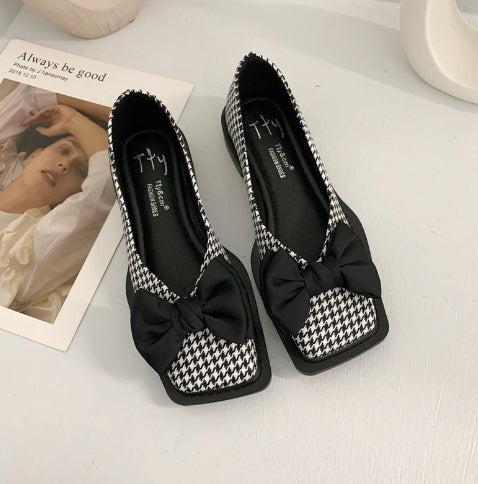 Chunky hælplateau-loafers, nye retro-pumps i laklæder med firkantet tå og sløjfe til kvinder, forår og sommer