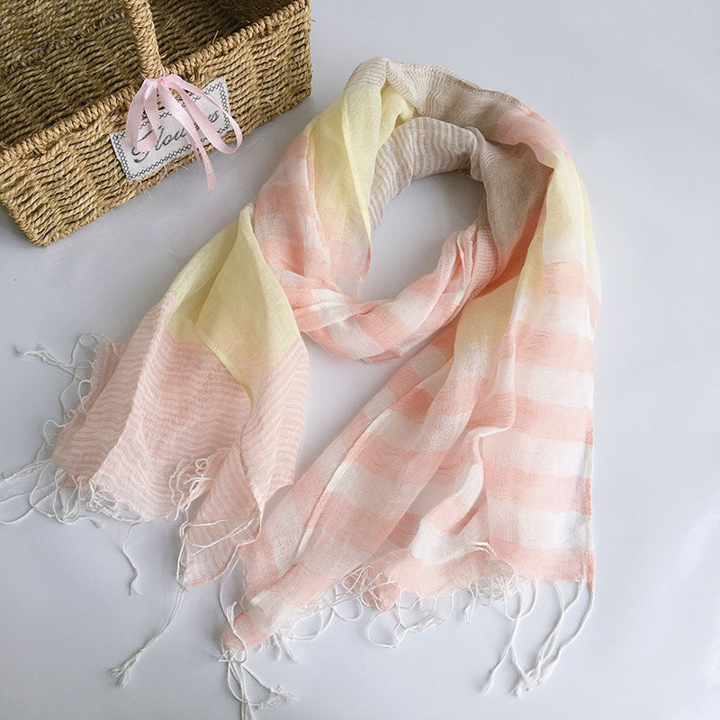 Spring Summer Cotton Linen Thin Lightweight Breathable Scarf