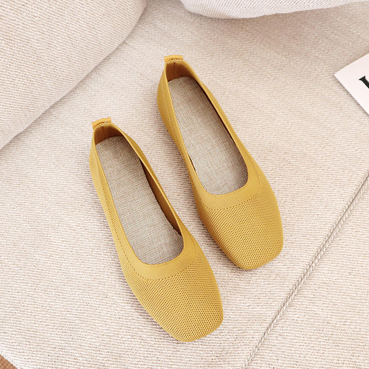 Ladies New Knitted Fashion Flat Peas Shoes Casual Shoes