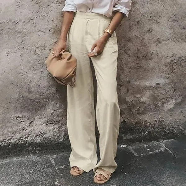 Color Pocket High Waist Trousers