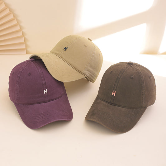 Solid-color Embroidered Letter'H'Baseball Cap With Adjustable Size To Make The Head Appear Smaller, Suitable For Various Occasions Such As Daily Shopping, Commuting And Leisure Activities.