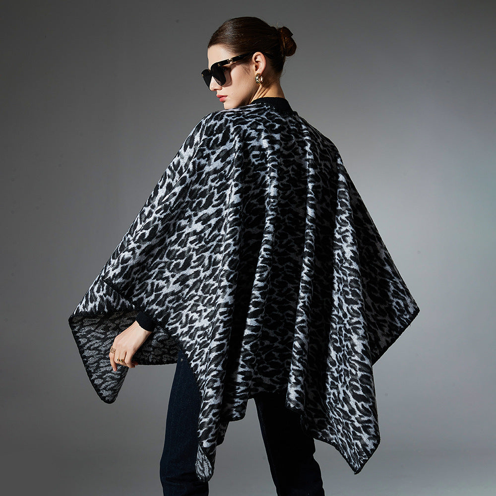 Forår Efterår Vinter Ny Sort Leopardprint Krydssjal