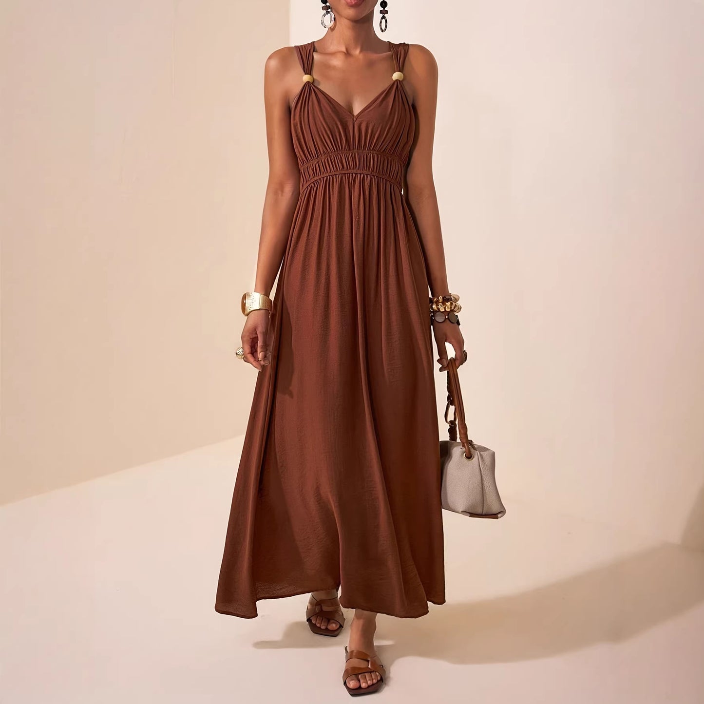 Womens Long Sleeveless Dress With Thin Straps