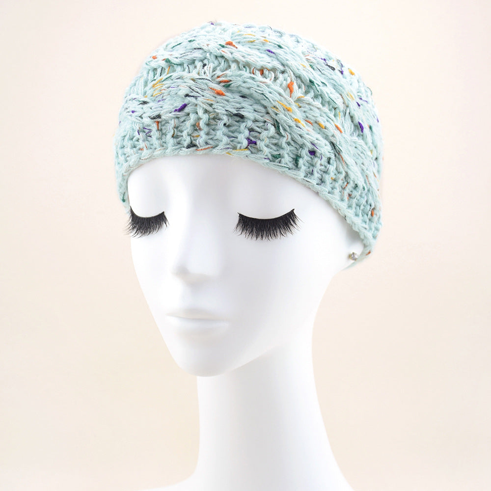 European And American Plus Velvet Knitted Hair Band Wool Color Dot Yarn Headband Variegated Warm Hair Accessories