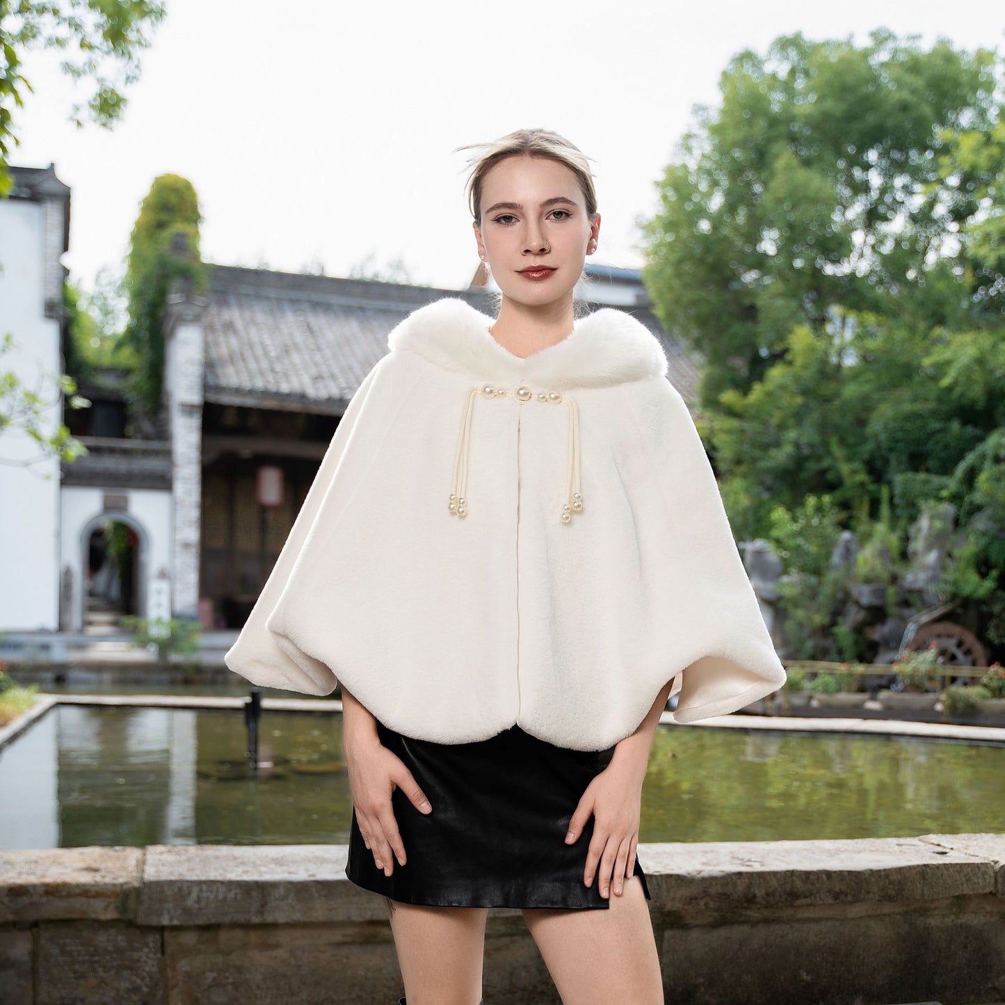 New Plus Size Cloak Knitted Plus Fluff Thickened Fur Shawl
