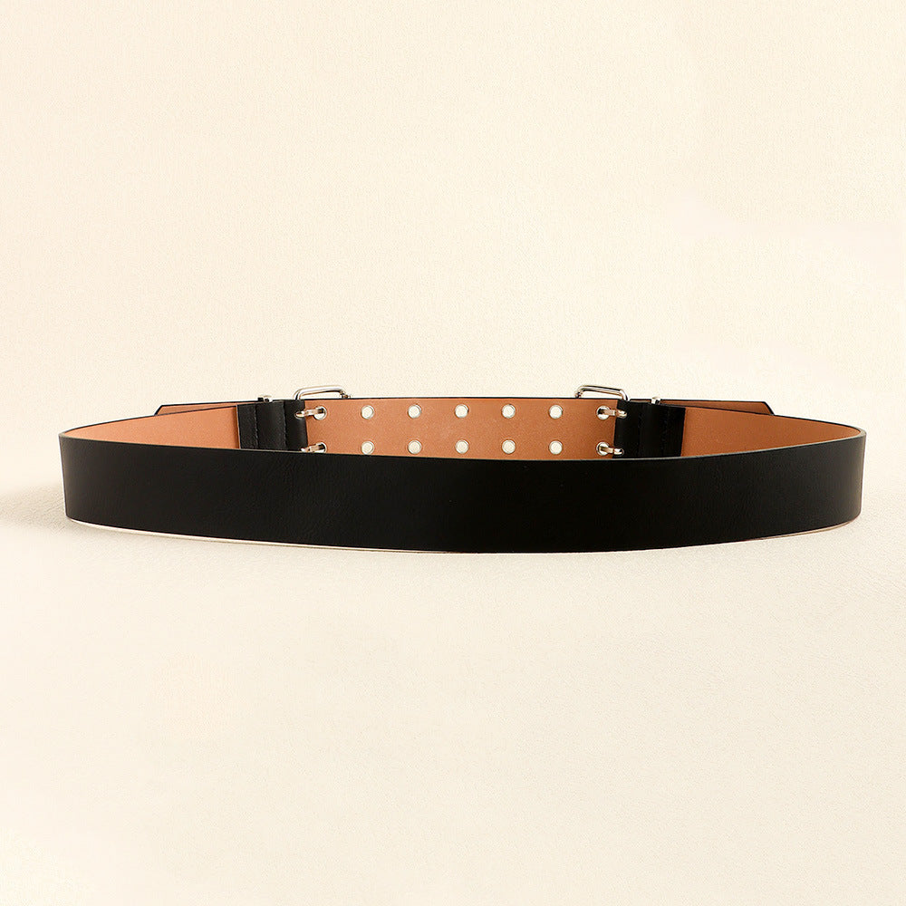 Double Buckle Fashion New Rivets Women's Belt