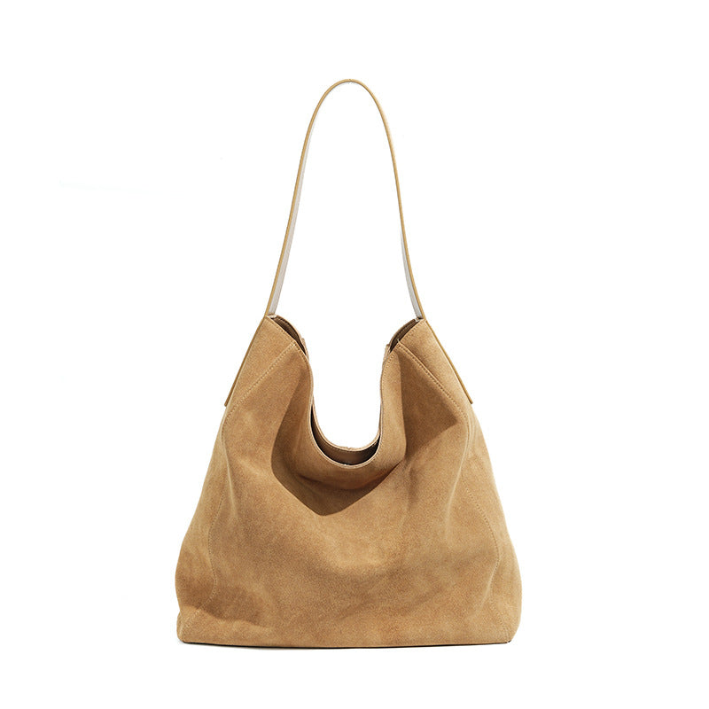 Minimalist Tote- og Skuldertaske i Ruskind til Kvinder