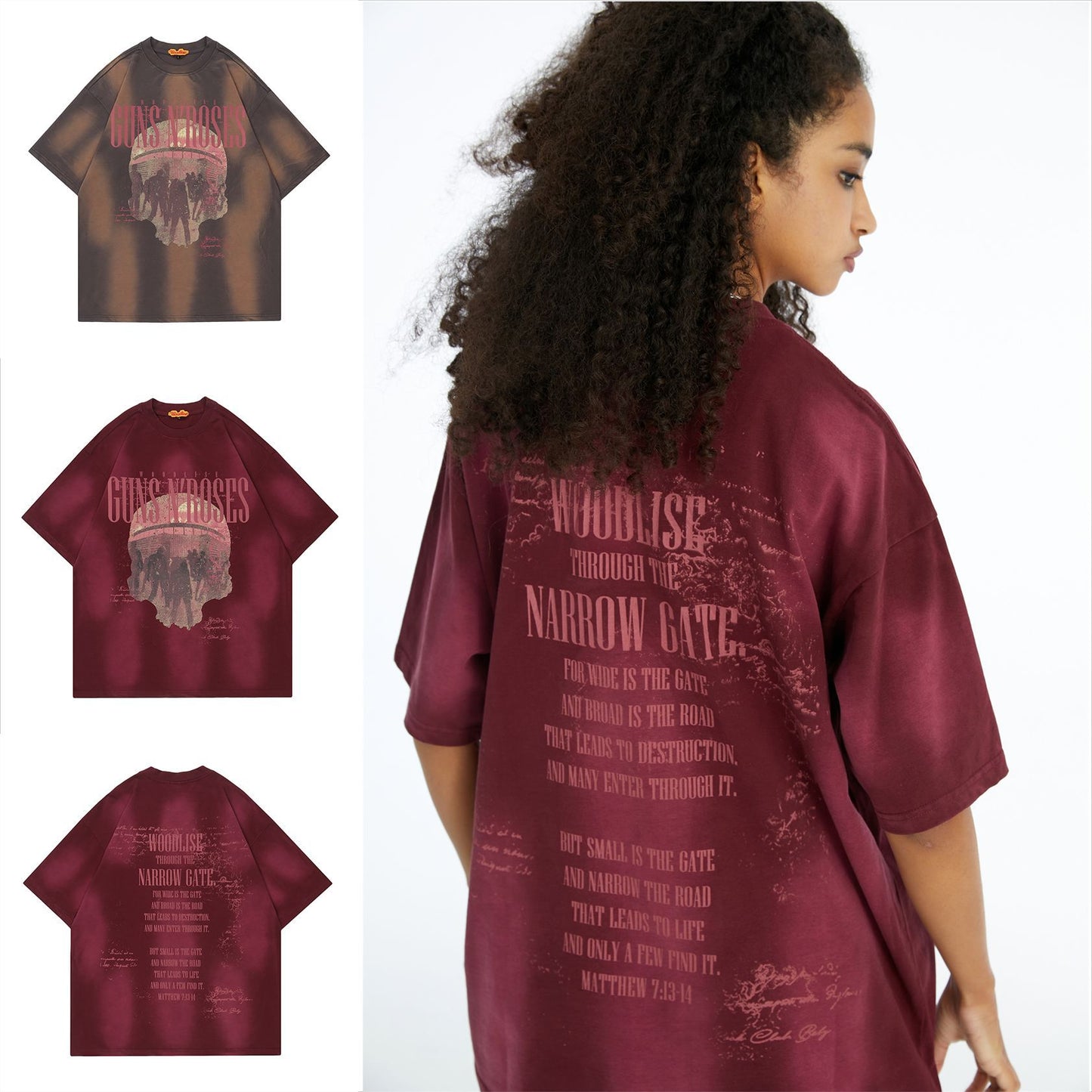 Retro Fashion Brand Multi-bit Spray Color Short-sleeved T-shirt