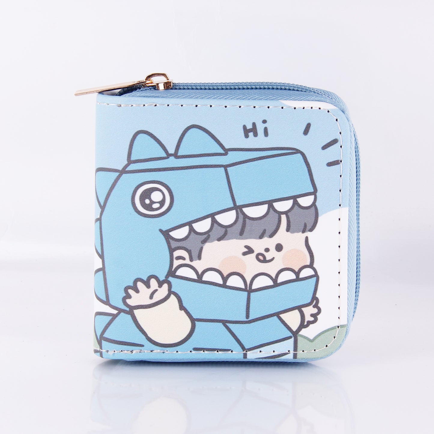Cartoon Little Dinosaur PU Short Zip Small Purse