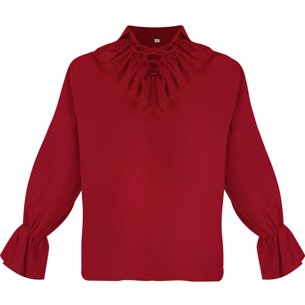 Plisseret Puffærme Revers Top Vintage Herreskjorte