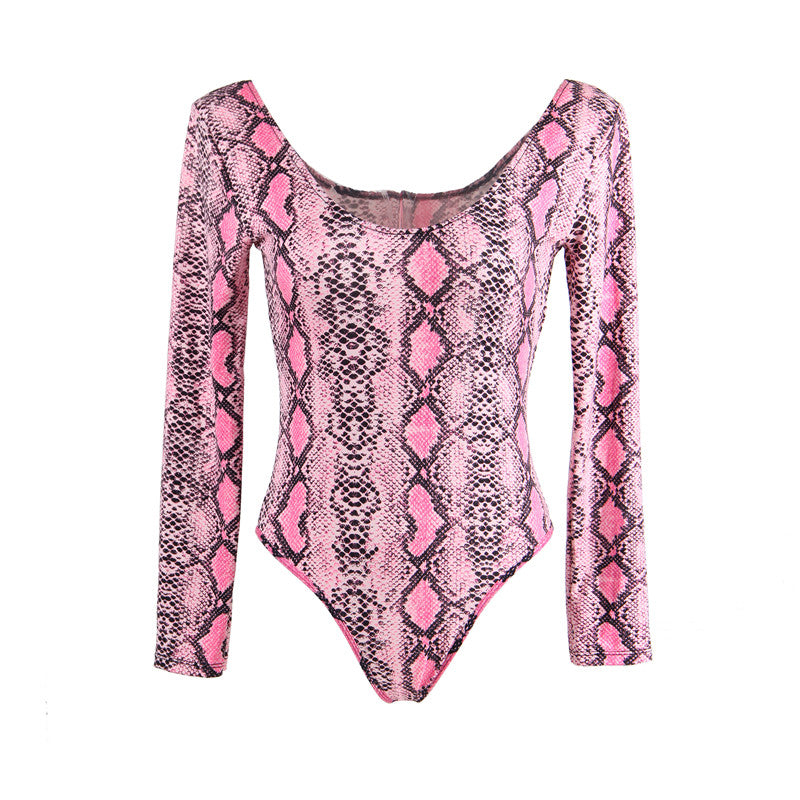 Fashion Pattern Snake Print Women's Bodysuit