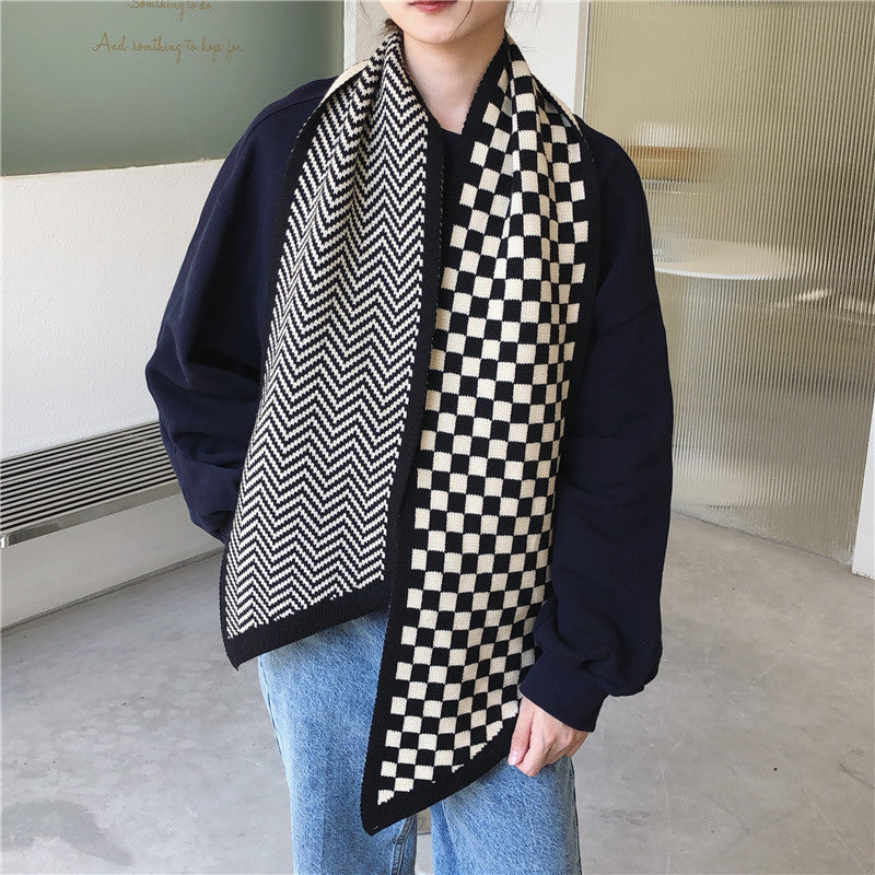 Fashionable Women's Checkerboard Plaid Warm Scarf
