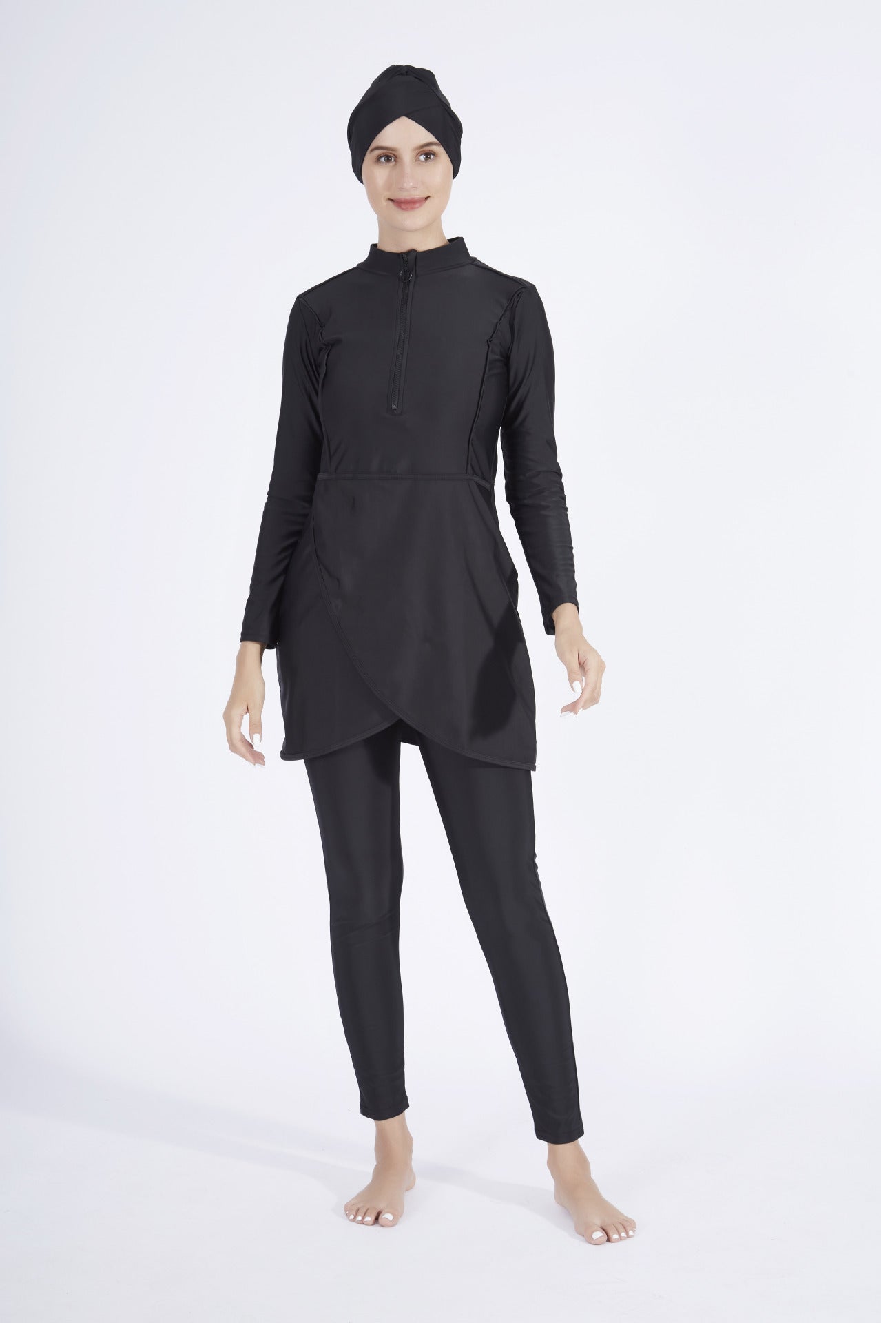 Modest Swimwear Burkini Top Hat Pants Three-piece Swimsuit