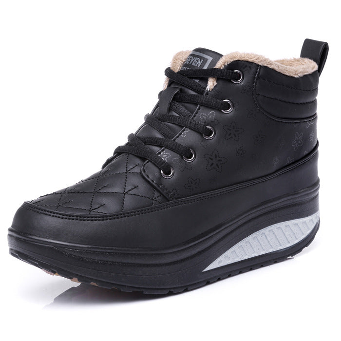 High-top Cotton Shoes Leather Sway Sneakers