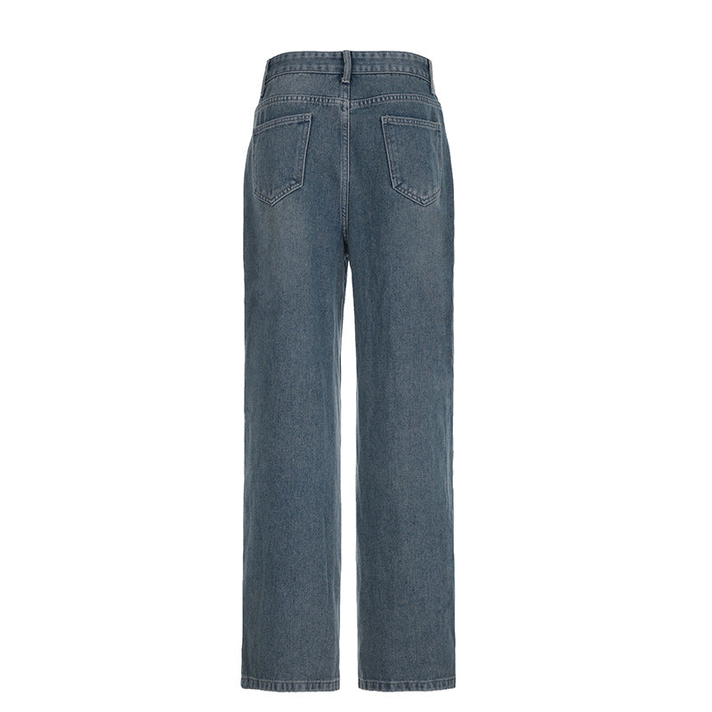 Amerikansk Stil Trend Street Shooting Kvindetøj Slidte Jeans