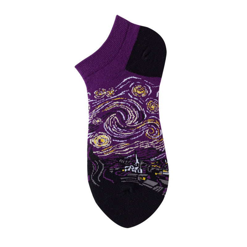 Women's Shallow Mouth Oil Painting Avocado Socks