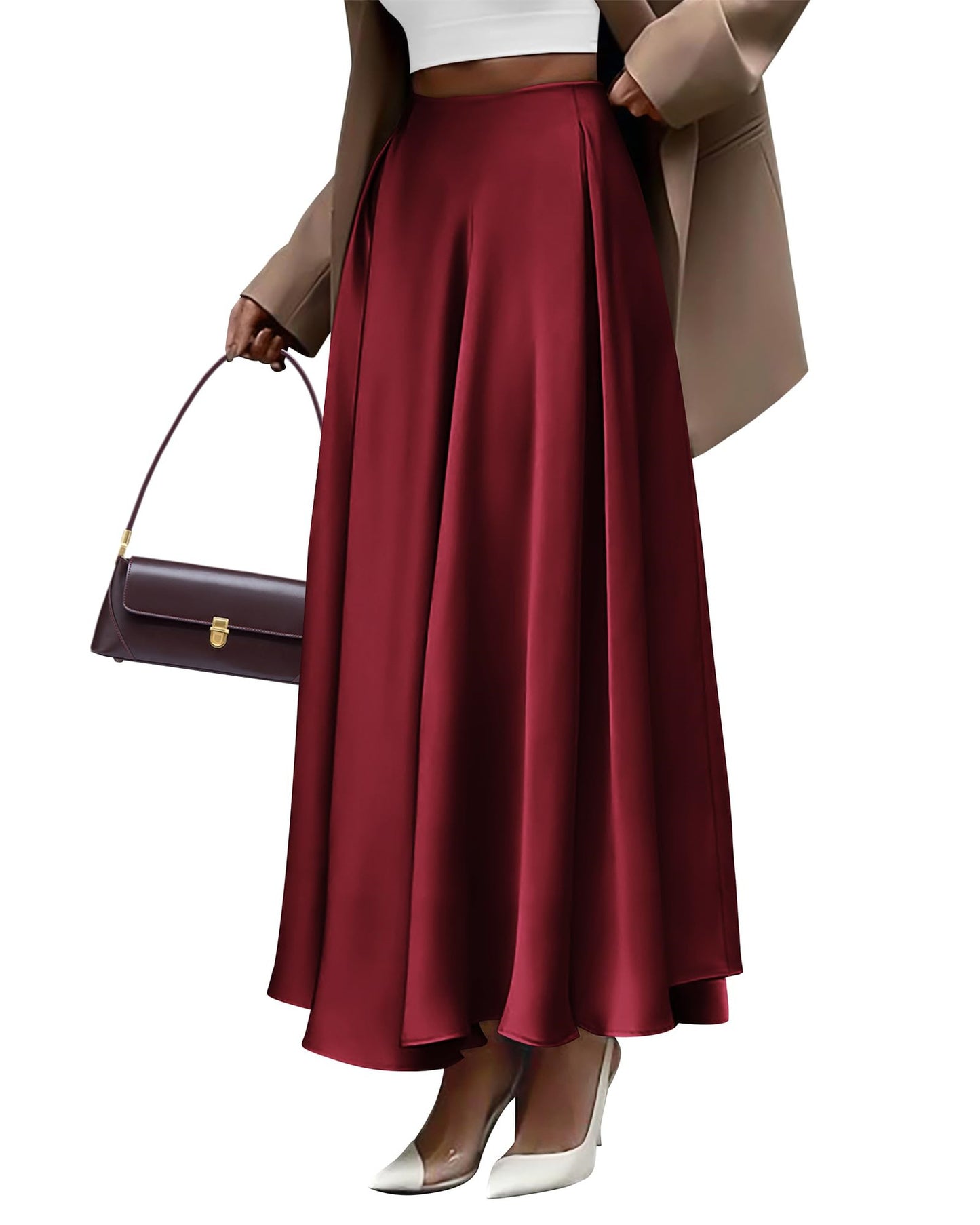 Solid Color High Waist Long Skirt Elegant Plus Size Skirt Women