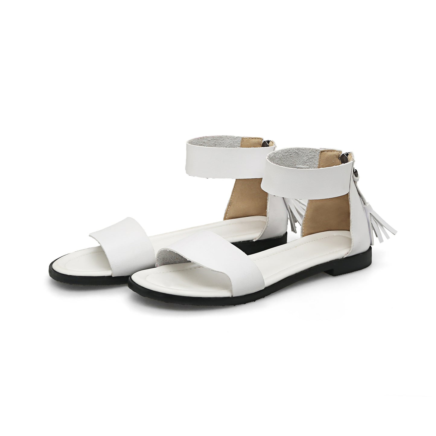 College Style Low-heel Square Heel Zipper Casual Sandals