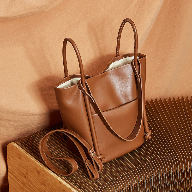 Premium Soft Cowhide Large Capacity Tote Bag Simple