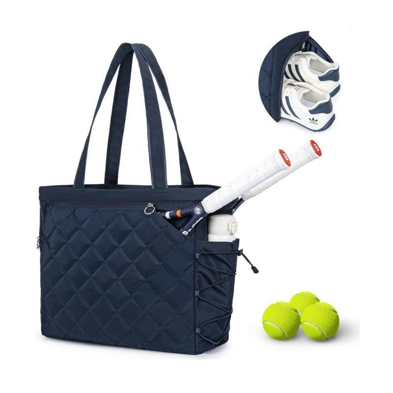 Multi-functional Tennis Tote With A Shoe Compartment And Oversized Quilting