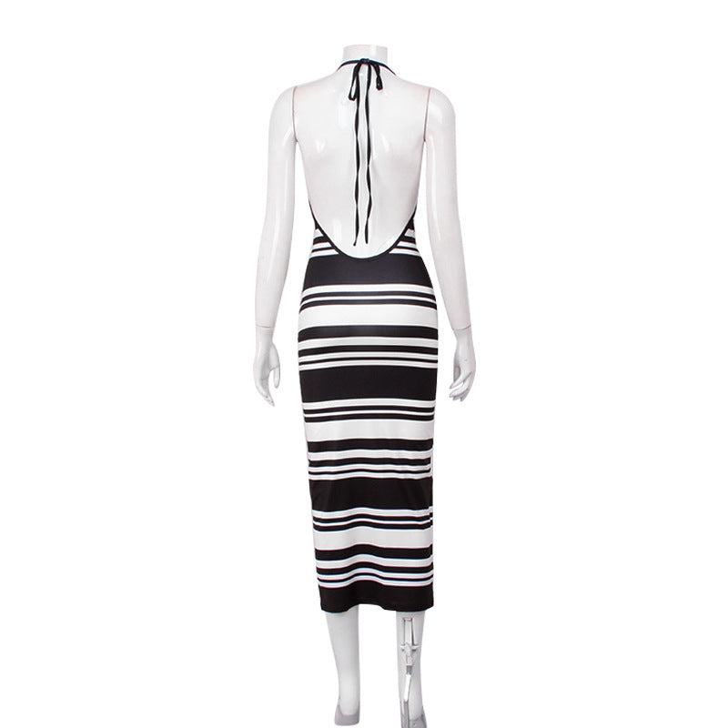 Stylish Striped Color-block Bodycon Dress