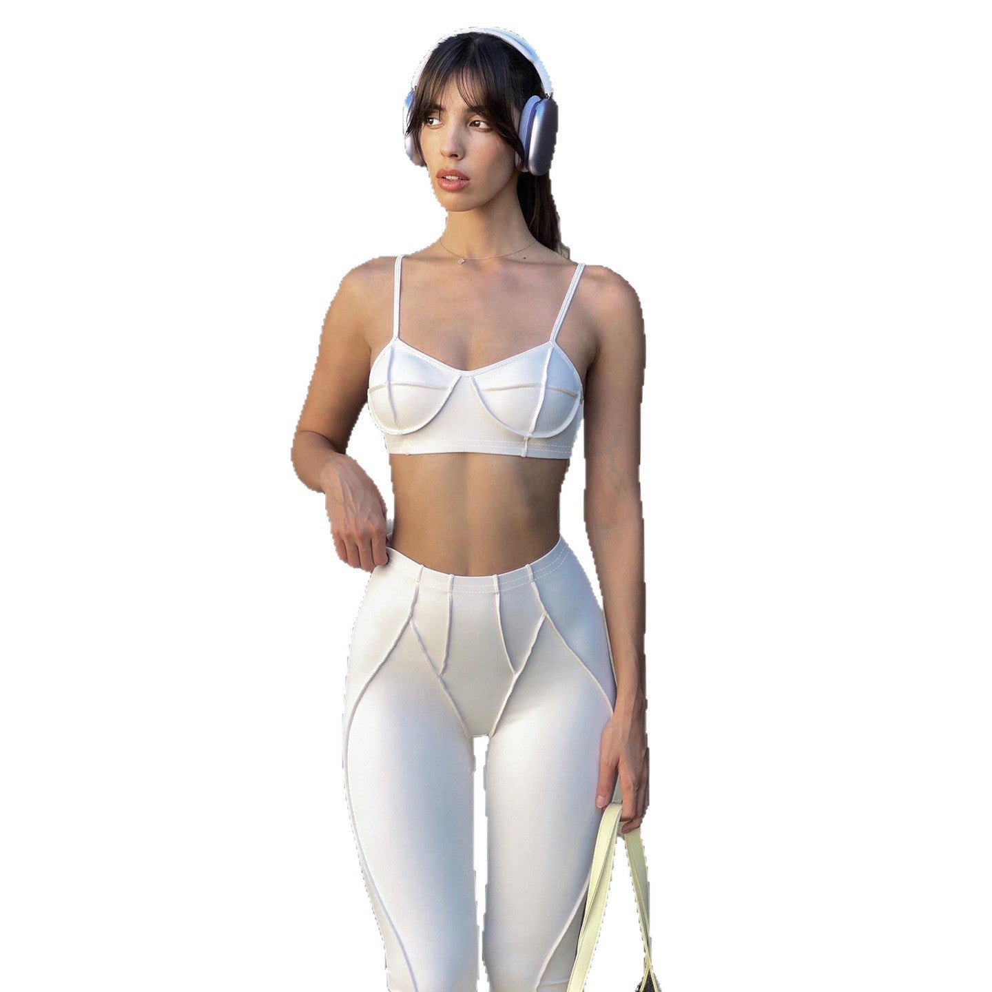 Two-piece Set Featuring A Sculptural, Strapless, Form-fitting Flared Pantsuit