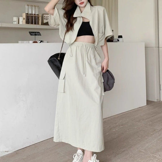Stylish Relaxed-fit Two-piece Dress Set For Petite Women