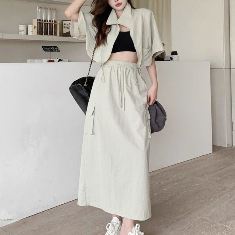 Stylish Relaxed-fit Two-piece Dress Set For Petite Women