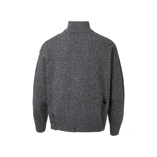 Turtleneck Zipper Knitted Cardigan Sweater