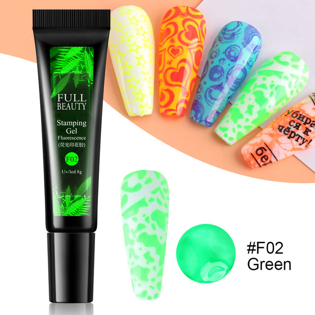 Nail Art Fluorescent Printing Glue, Nail Template Transfer Glue Hose Set