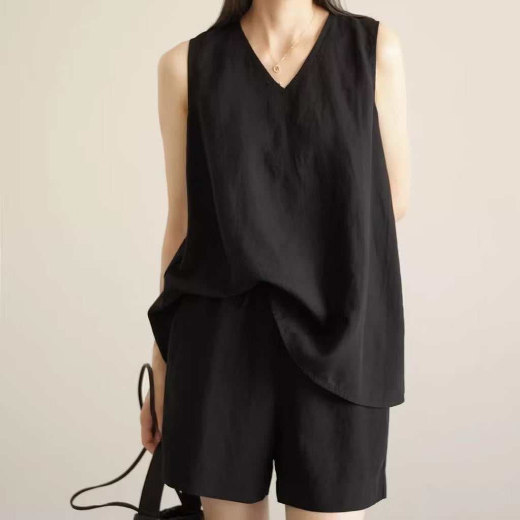 Womens Loose Casual Solid-color Fashion Two-piece Set