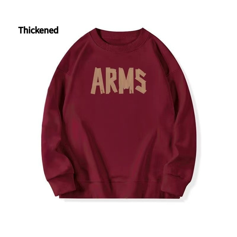 Dame sweatshirt med rund hals, fnugfri, fleeceforet og tyk trøje