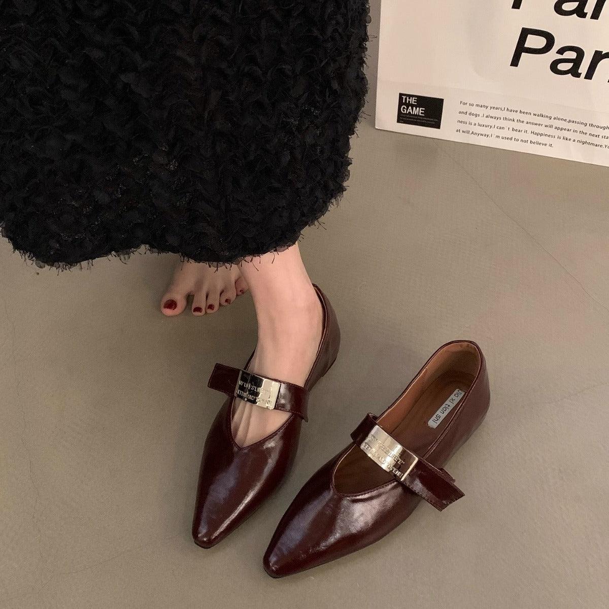 Summer One Word With Evening Wind Pointed Toe Silver Mary Jane Shoes