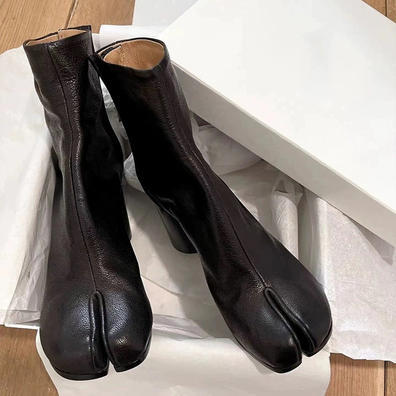 Niche Genuine Leather Split Toe Trotter Women's Shoes